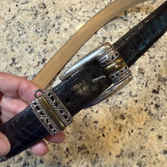 Brighton Black Croc-Embossed Belt with Silver Accents - Picture 2 of 5